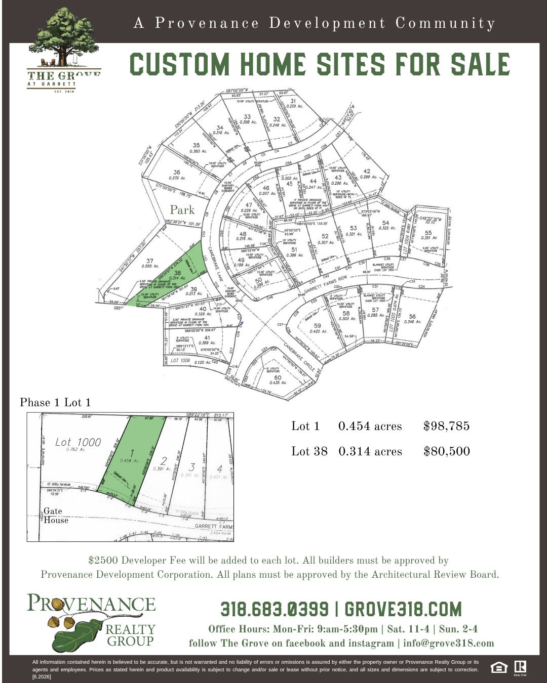 Grove Lots For Sale Flyer 5.2026 image